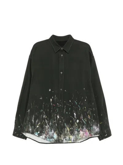 Croquis Printed Denim Shirt In Black