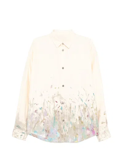 Croquis Printed Denim Shirt In Neutral