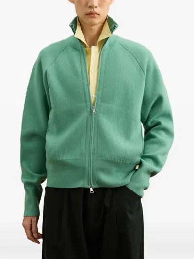 Croquis Raglan-sleeve Zip-up Cardigan In Green