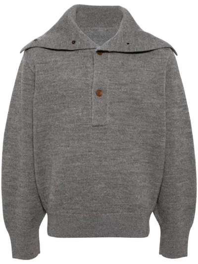 Croquis Retro College Style Jumper In Grey