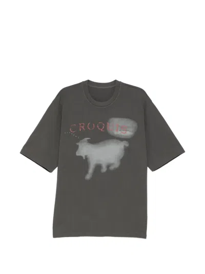 Croquis Sheep-print Cotton T-shirt In Gray