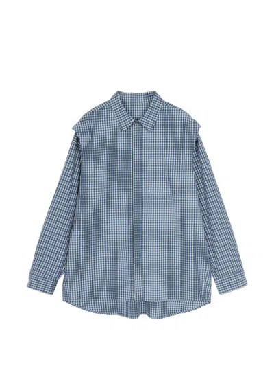 Croquis Shoulder-paneled Checked Shirt In Blue