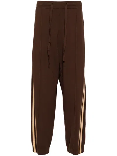 Croquis Side-stripe Knit Trousers In Brown