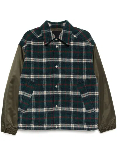 Croquis Splicing Loose Cotton-padded Coat In Green