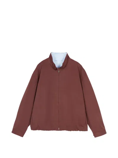 Croquis Stand-collar Relaxed-fit Jacket In Burgundy