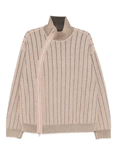 Croquis Striped Cardigan In Neutral