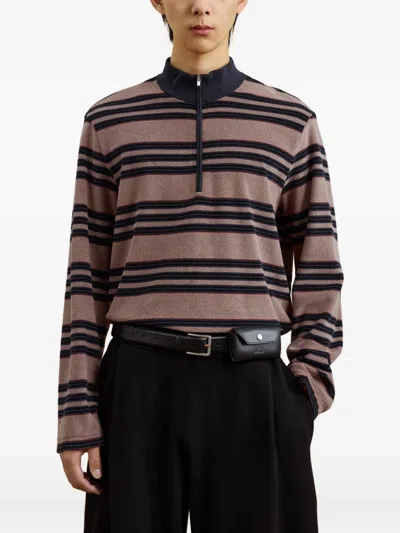 Croquis Striped Half-zip Sweater In Brown