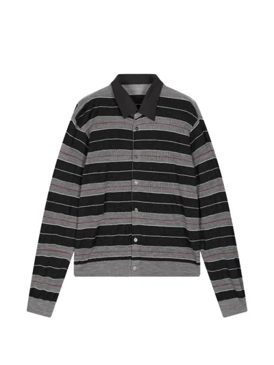Croquis Striped Wool Cardigan In Grey