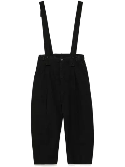 Croquis Turn-up Stright-leg Overall In Black