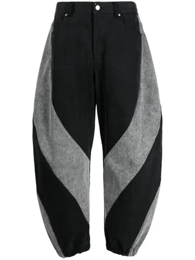 Croquis Two-tone Baggy Jeans In Black