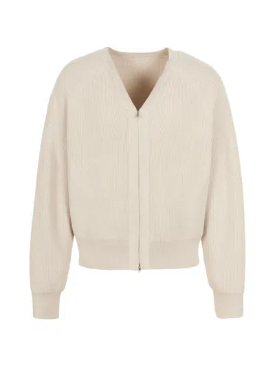 Croquis V-neck Zip-up Cardigan In Neutral
