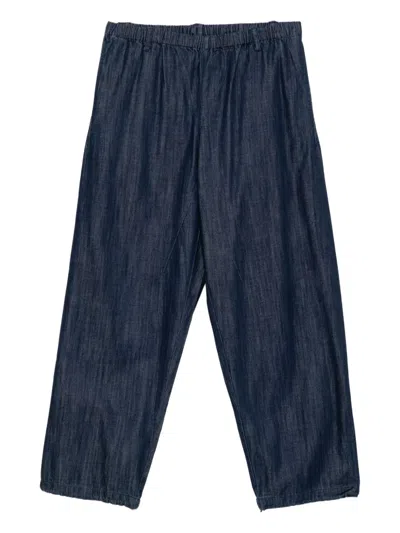 Croquis Wide-leg Drawstring Jeans In Blue