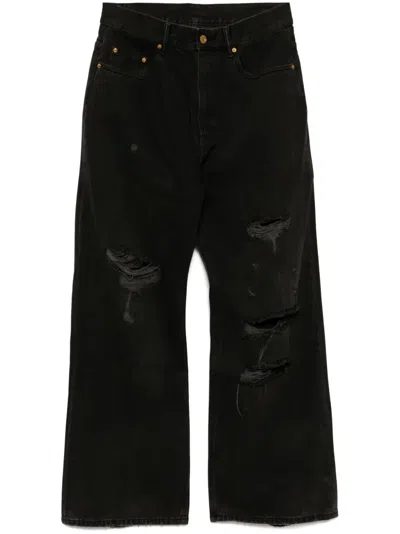 Croquis Wide-leg Ripped Jeans In Black