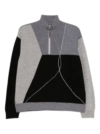 Croquis Wool Contrasting Splicing Jumper In Gray