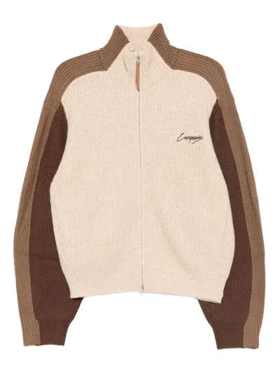 Croquis Wool Spliced Cardigan In Neutral