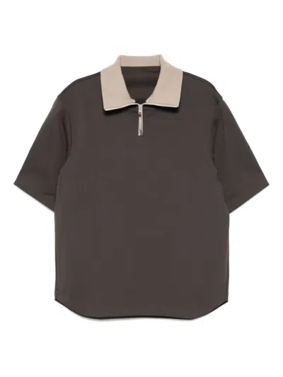 Croquis Zip-up Polo Shirt In Brown