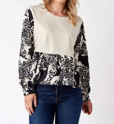 Crosby By Mollie Burch Asher Top In Bw Leopard In Multi