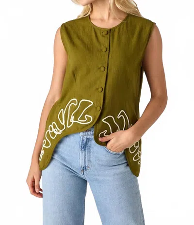 Crosby By Mollie Burch Axel Button Down Vest In Cardon With Embroidery In Multi