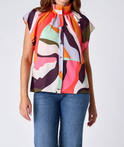 Crosby By Mollie Burch Billie Short-sleeved Blouse In Rocky Top In Multi