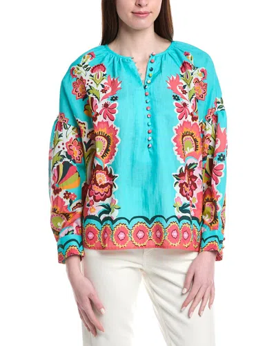 Crosby By Mollie Burch Bryleigh Linen-blend Blouse In Blue