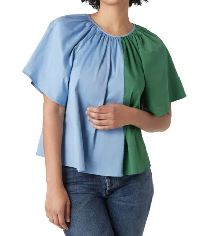 Crosby By Mollie Burch Brynn Cotton Short Sleeve Top In Hyacinth Pine In Multi