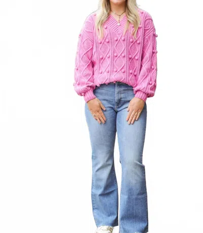 Crosby By Mollie Burch Charlie V Neck Sweater In Super Pink