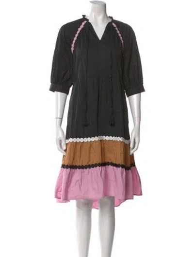 Pre-owned Crosby By Mollie Burch Colorblock Pattern Midi Length Dress In Black