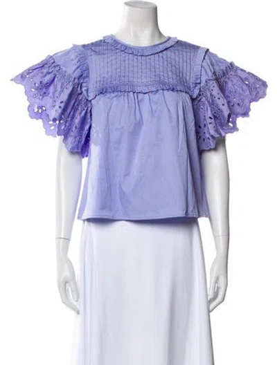 Pre-owned Crosby By Mollie Burch Crew Neck Short Sleeve Blouse W/ Tags In Purple