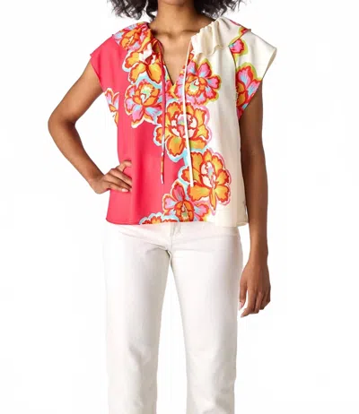 Crosby By Mollie Burch Fern Short Sleeve Top In Dancing Primrose In Multi