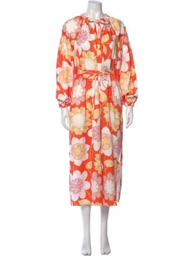 Pre-owned Crosby By Mollie Burch Floral Print Long Dress In Orange