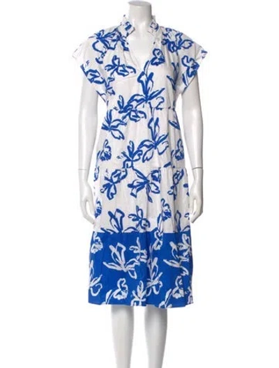 Pre-owned Crosby By Mollie Burch Floral Print Midi Length Dress In Blue
