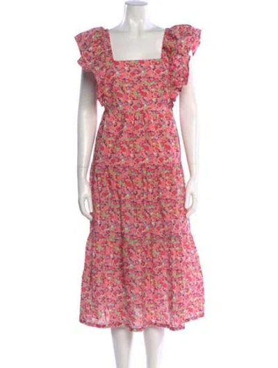 Pre-owned Crosby By Mollie Burch Floral Print Midi Length Dress In Pink