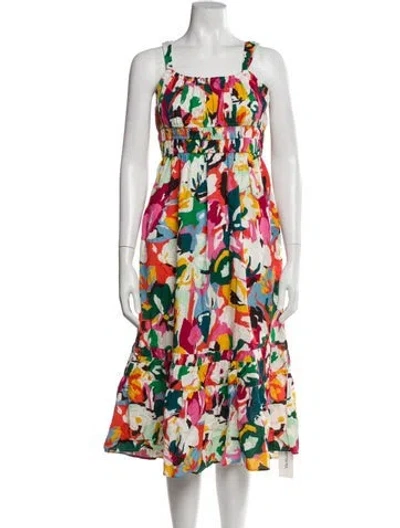 Pre-owned Crosby By Mollie Burch Floral Print Midi Length Dress In White