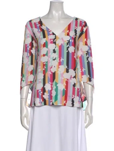 Pre-owned Crosby By Mollie Burch Floral Print V-neck Blouse In Multi