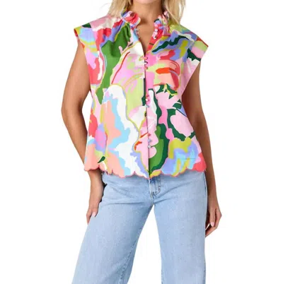 Crosby By Mollie Burch Fritzy Button Front Top In Flutter In Multi