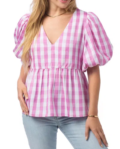 Crosby By Mollie Burch Jackie Top In Pink Gingham