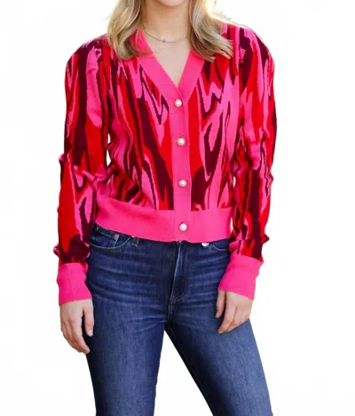 Crosby By Mollie Burch Jovie Candy Swirl Cardigan In Multi In Pink