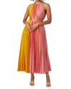 CROSBY BY MOLLIE BURCH JUNE SLEEVELESS MAXI PLEATED DRESS IN GOLDEN HOUR COLORBLOCK
