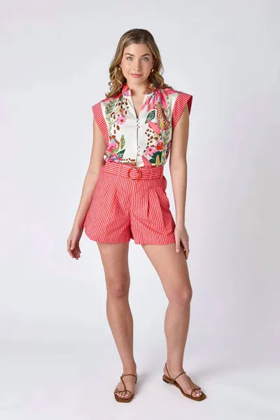 Crosby By Mollie Burch Lettie High Waist Shorts In Rosy Ribbon In Multi