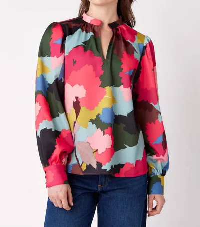 Crosby By Mollie Burch Lydie Top In Painted Floral In Pink