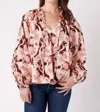 Crosby By Mollie Burch Monroe Cranes Print Top In Cream/brown In Multi
