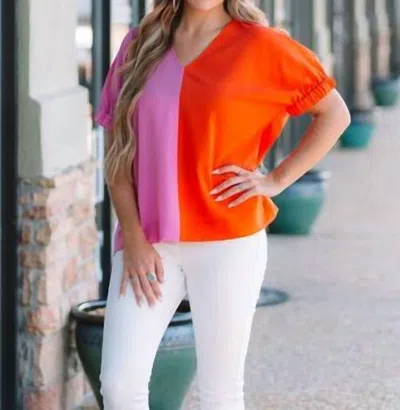 Crosby By Mollie Burch Nora Top In Bright Orchid/red Glow