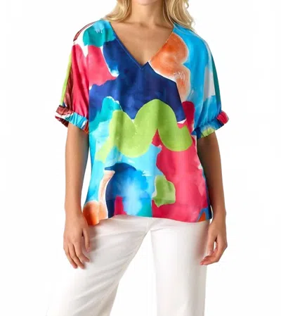 Crosby By Mollie Burch Nora V-neck Top In Splashy In Multi