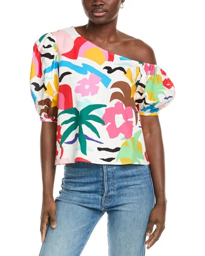Crosby By Mollie Burch Palmer Linen-blend Top In White