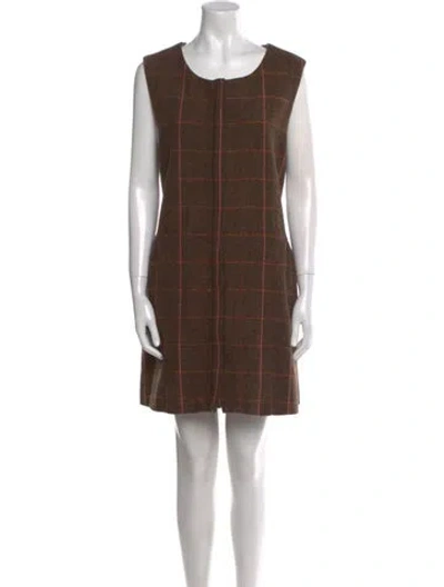 Pre-owned Crosby By Mollie Burch Plaid Print Mini Dress In Brown