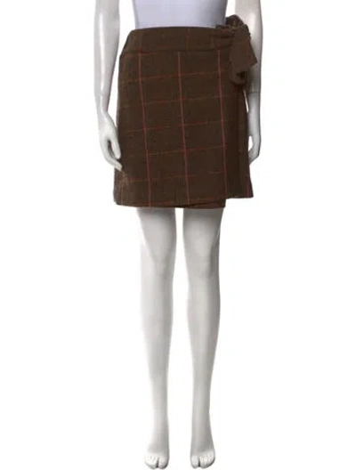 Pre-owned Crosby By Mollie Burch Plaid Print Mini Skirt In Brown
