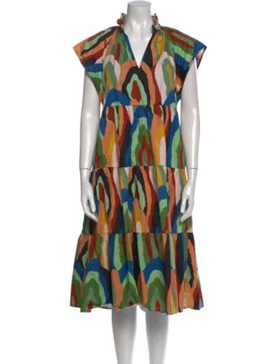 Pre-owned Crosby By Mollie Burch Printed Long Dress In Orange