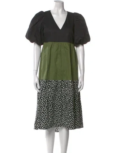 Pre-owned Crosby By Mollie Burch Printed Midi Length Dress In Green