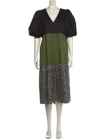 Pre-owned Crosby By Mollie Burch Printed Midi Length Dress In Green