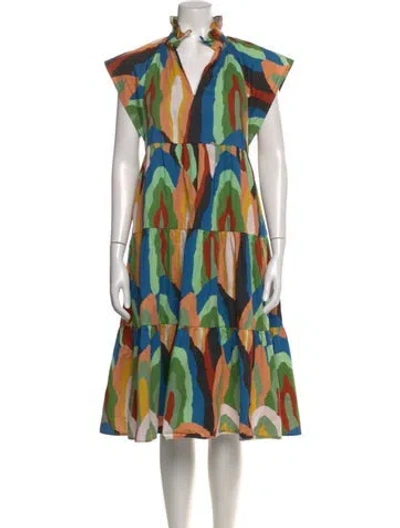 Pre-owned Crosby By Mollie Burch Printed Midi Length Dress In Multi